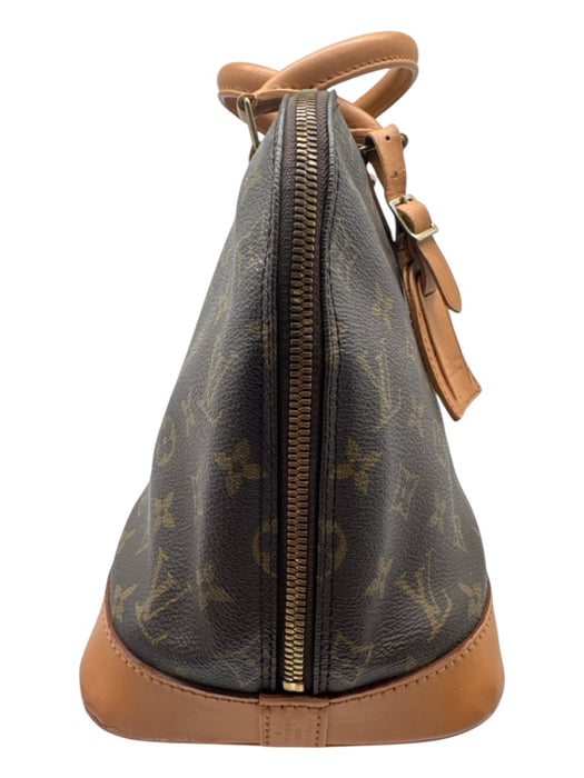 Louis Vuitton Brown & Tan Coated Canvas & Leather Top Handles Monogram Bag Brown & Tan / Medium