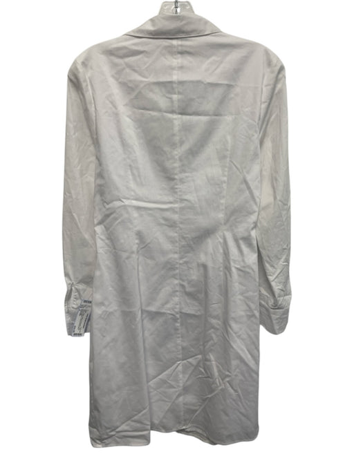 Nicole Miller Size 4 White Cotton & Polyester Long Sleeve Buttons Dress White / 4