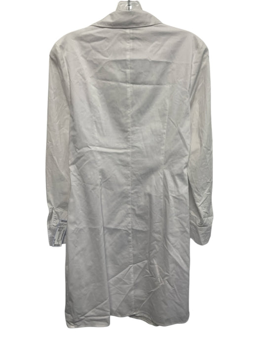 Nicole Miller Size 4 White Cotton & Polyester Long Sleeve Buttons Dress White / 4
