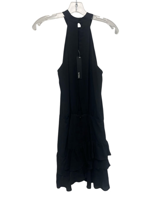 Krisa Size S Black Polyester Sleeveless Halter Neck Ruffle Mini Dress Black / S