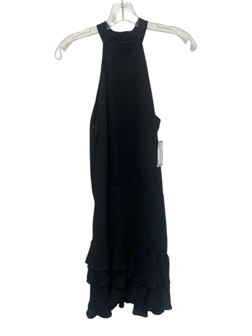 Krisa Size S Black Polyester Sleeveless Halter Neck Ruffle Mini Dress Black / S