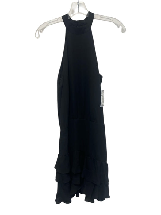 Krisa Size S Black Polyester Sleeveless Halter Neck Ruffle Mini Dress Black / S