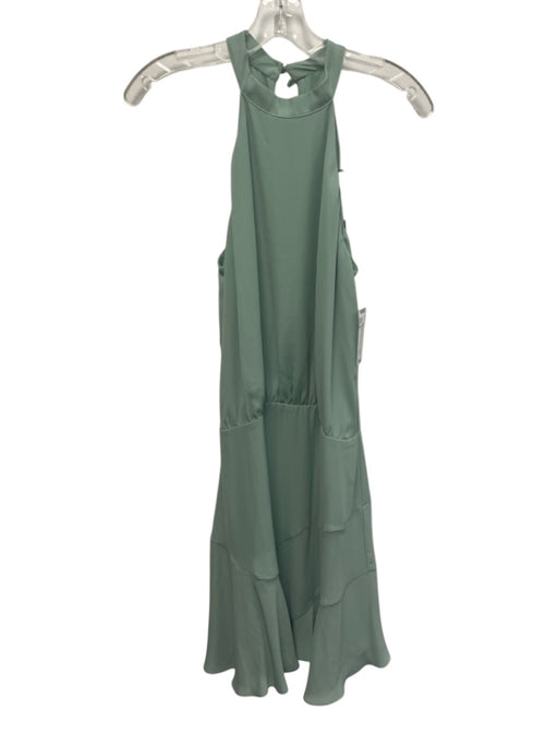 Krisa Size S Mint Green Polyester Sleeveless Halter Neck Ruffle Mini Dress Mint Green / S