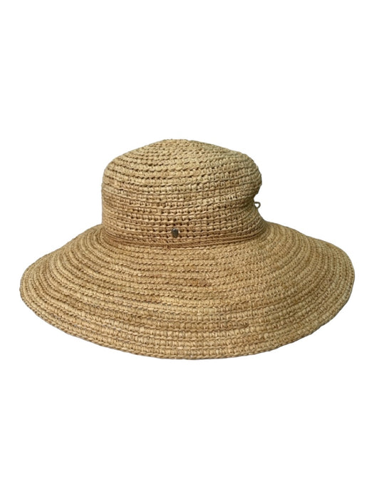 Helen Kaminski Beige Raffia Woven Bow Detail Brim Sun Hat Hat Beige / One Size