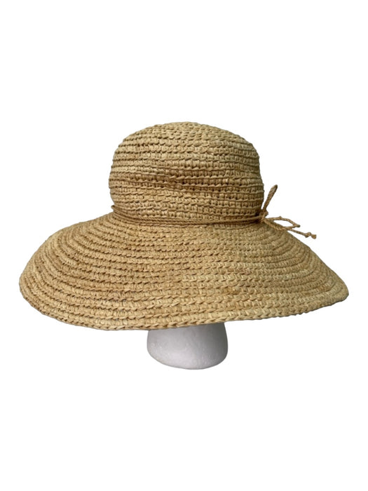 Helen Kaminski Beige Raffia Woven Bow Detail Brim Sun Hat Hat Beige / One Size