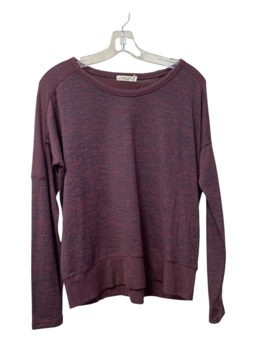 Rag & Bone Size S/P Maroon Rayon Blend Long Sleeve Round Neck Heathered Top Maroon / S/P