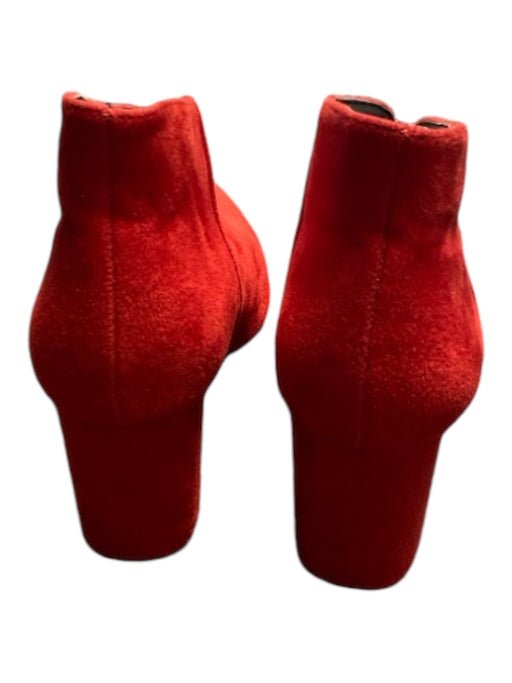 Halston Shoe Size 7.5 Red Vegan Suede Pointed Block Heel Split Front Booties Red / 7.5