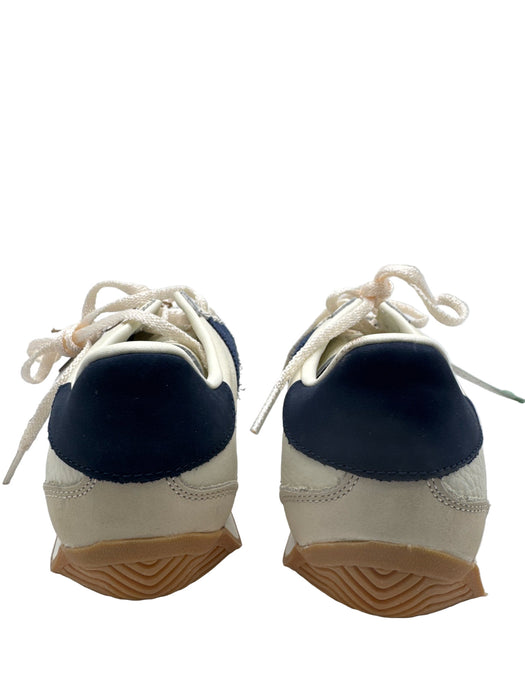 Adidas Shoe Size 8.5 Cream & Blue Leather Low Top Stripe Sneakers