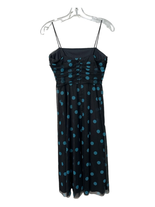 Eliza J Size 6 Petite Black & Teal Polyester Polka Dots Midi Tulle Dress Black & Teal / 6 Petite