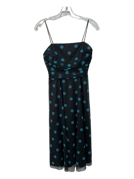 Eliza J Size 6 Petite Black & Teal Polyester Polka Dots Midi Tulle Dress Black & Teal / 6 Petite