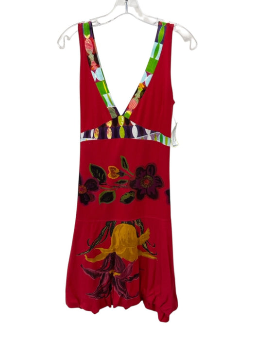 Desigual Size L red, purple, multi Cotton Floral Embroidered Floral Print Dress red, purple, multi / L