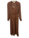 American Vintage Size L Brown & Black Polyester Long Sheer Sleeves Buttons Dress Brown & Black / L