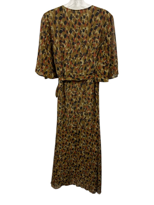 Molly Bracken Size L Brown & Black Polyester Short Sleeve Abstract Dots Dress Brown & Black / L