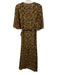 Molly Bracken Size L Brown & Black Polyester Short Sleeve Abstract Dots Dress Brown & Black / L