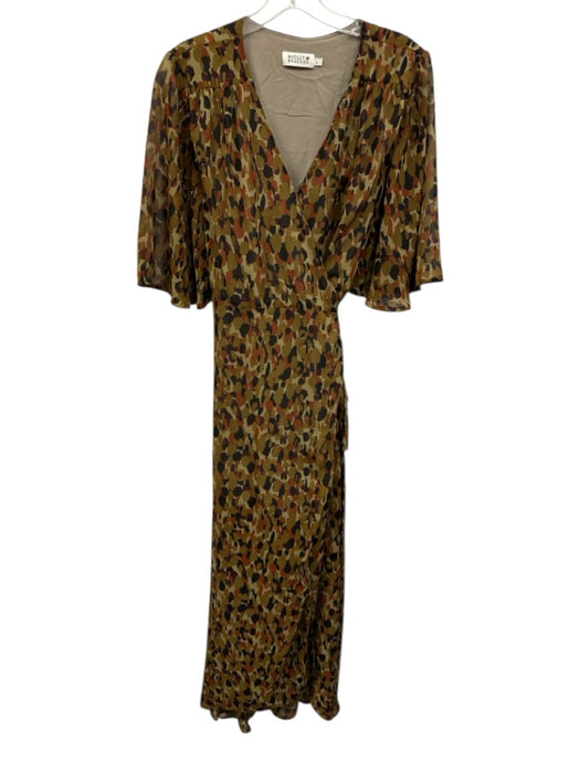 Molly Bracken Size L Brown & Black Polyester Short Sleeve Abstract Dots Dress Brown & Black / L