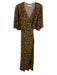 Molly Bracken Size L Brown & Black Polyester Short Sleeve Abstract Dots Dress Brown & Black / L