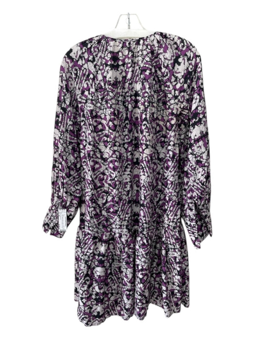 Sea New York Size XS Purple, Black & White Cotton & Silk Long Sleeve Dress Purple, Black & White / XS