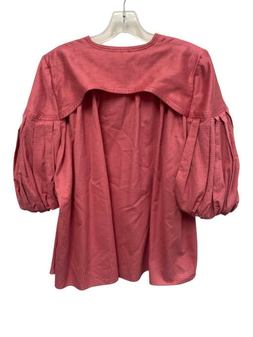 Acler Size 2 Rose Pink Cotton 3/4 Balloon Sleeve Gingham Button Up Belt Inc Top Rose Pink / 2