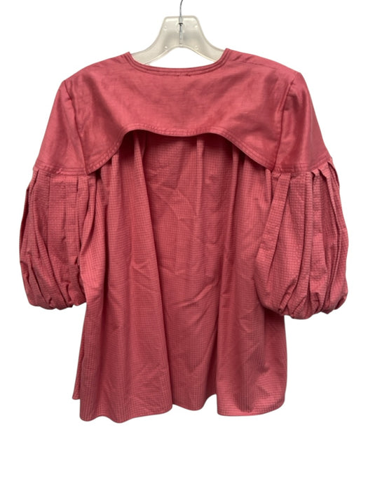 Acler Size 2 Rose Pink Cotton 3/4 Balloon Sleeve Gingham Button Up Belt Inc Top Rose Pink / 2