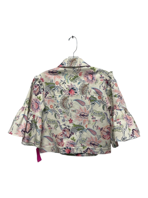 Cinq a Sept Size XS White & Multi Cotton Denim Paisley Half Bell Sleeve Jacket White & Multi / XS