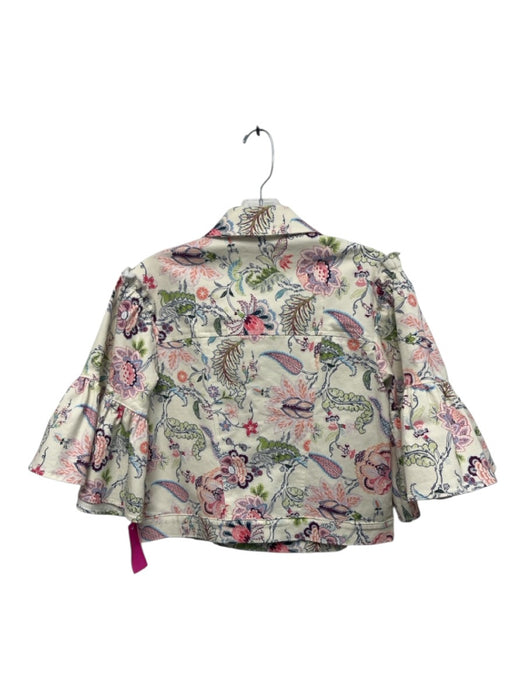 Cinq a Sept Size XS White & Multi Cotton Denim Paisley Half Bell Sleeve Jacket White & Multi / XS