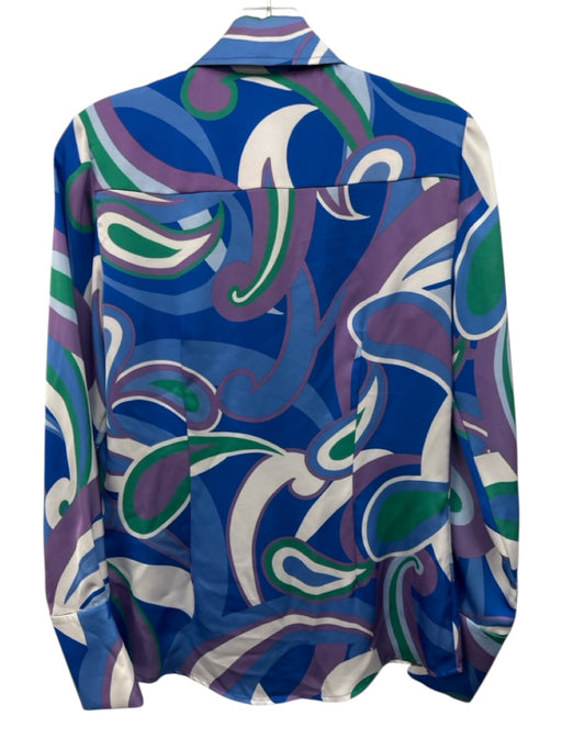 Ramy Brook Size XS Blue & Multi Polyester Long Sleeve All Over Print Top Blue & Multi / XS