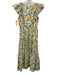 Derek Lam 10 Crosby Size 2 White, Green, Yellow Cotton Ruffle Cap Sleeve Dress White, Green, Yellow / 2