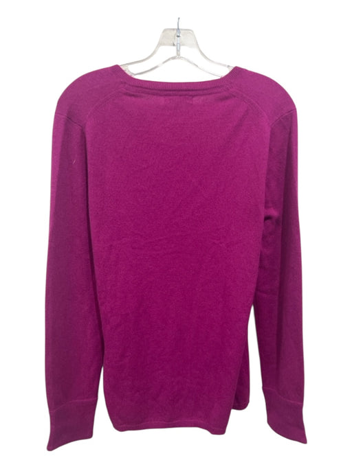 Burberry Brit Size L Fuscia Pink Cashmere Long Sleeve Solid V Neck Sweater Fuscia Pink / L