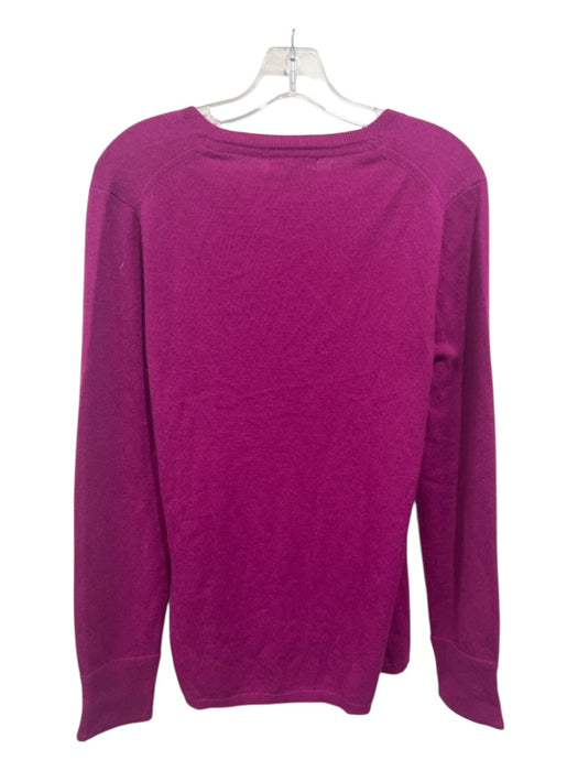 Burberry Brit Size L Fuscia Pink Cashmere Long Sleeve Solid V Neck Sweater Fuscia Pink / L