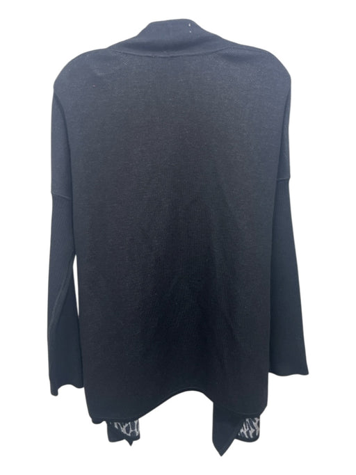 St John Size M Black & Gray Wool Blend Long Sleeve Solid Open Front Sweater Black & Gray / M