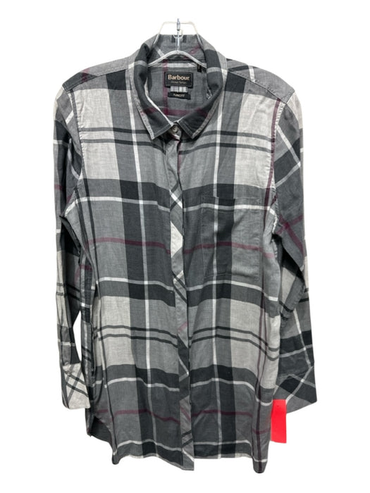 Barbour Size S Gray, White, Red Cotton Long Sleeve Tartan Plaid Tunic Top Gray, White, Red / S