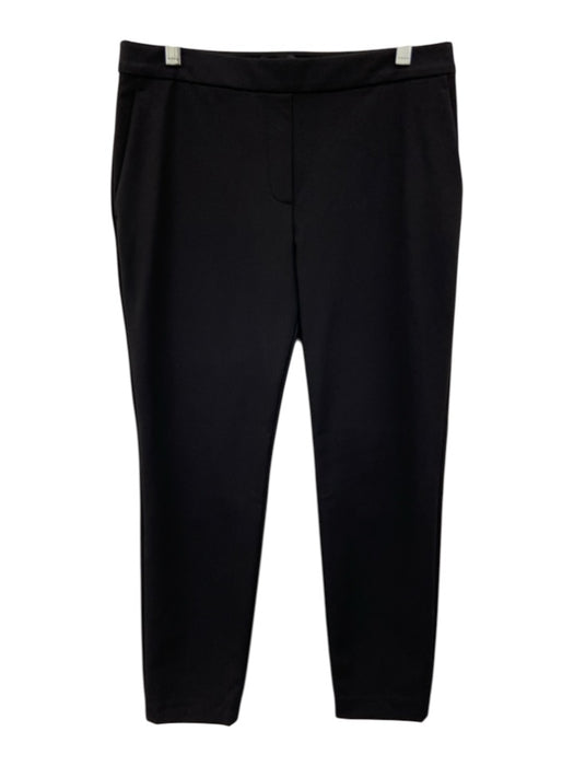Theory Size 4 Black Nylon & Spandex Elastic Waist High Rise Slim Straight Pants Black / 4