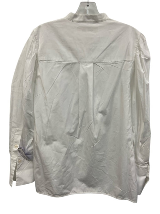 Diane Von Furstenberg Size 8 White Cotton Long Sleeve Pintuck Buttons Blouse Top White / 8