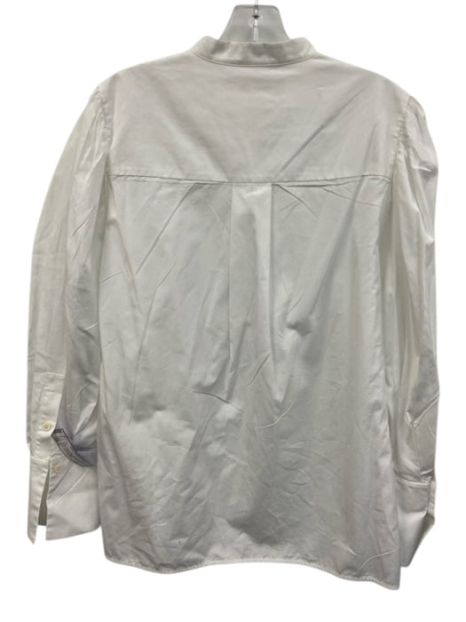 Diane Von Furstenberg Size 8 White Cotton Long Sleeve Pintuck Buttons Blouse Top White / 8