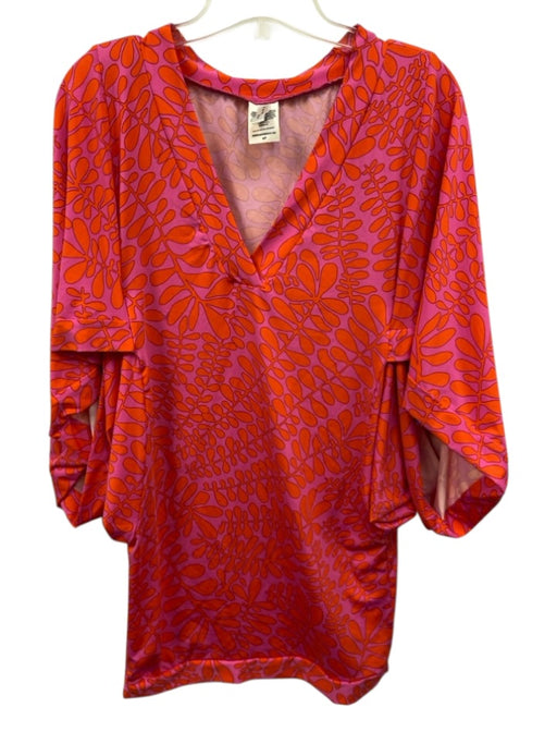 Trina Turk Size S Orange & Pink Nylon & Spandex 1/2 Sleeve Abstract Print Top Orange & Pink / S
