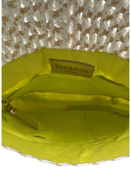 Eric Javits White, Cream, Green Raffia Magnetic  Flap Stripe Strap Bag White, Cream, Green / S
