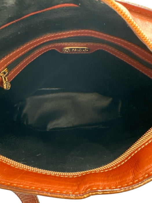Fendi Beige, Black, Brown Leather & Canvas Stripe Zip Top shoulder strap Bag Beige, Black, Brown / S