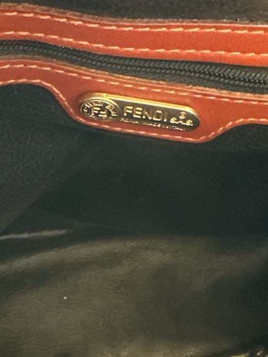 Fendi Beige, Black, Brown Leather & Canvas Stripe Zip Top shoulder strap Bag Beige, Black, Brown / S
