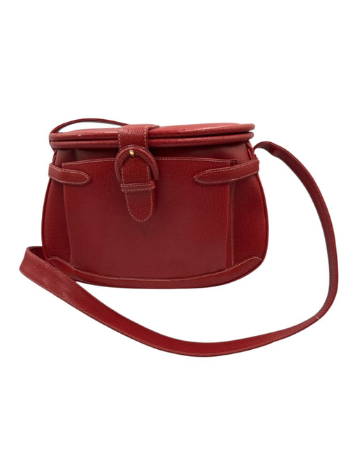 Gucci Red Leather Magnetic  Flap Gold Hardware Buckle Detail shoulder strap Bag Red / S