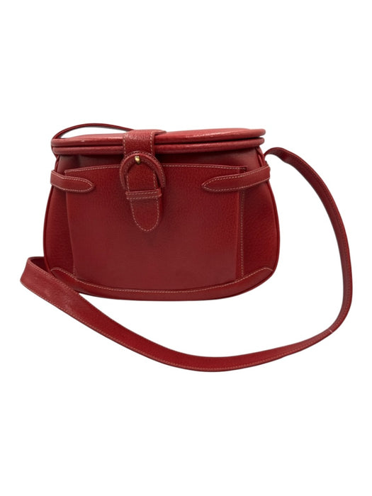 Gucci Red Leather Magnetic  Flap Gold Hardware Buckle Detail shoulder strap Bag Red / S