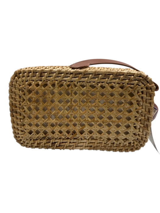 J. Crew Factory Beige & Brown Straw Woven Magnetic Clasp Crossbody Basket Bag Beige & Brown / XS/S