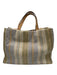 Cole Haan Beige, Green, Brown Straw Leather straps Stripe Tote Bag Beige, Green, Brown / M/L