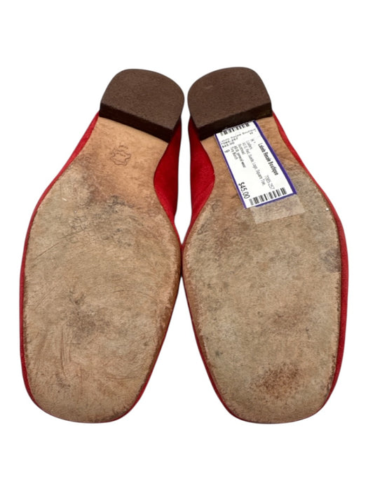 Tory Burch Shoe Size 9 Red Suede Logo Square Toe Loafers Red / 9