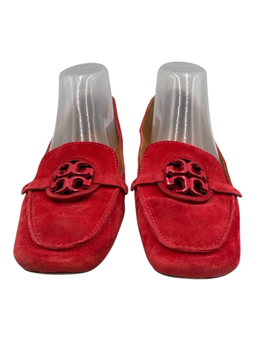 Tory Burch Shoe Size 9 Red Suede Logo Square Toe Loafers Red / 9
