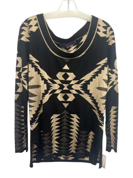 Ralph Lauren Size M Black & Gold Cashmere & Viscose Long Sleeve Sweater Black & Gold / M