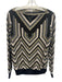 Trina Turk Size S Black, Gold, Silver Viscose Blend Long Sleeve Wide Neck Top Black, Gold, Silver / S