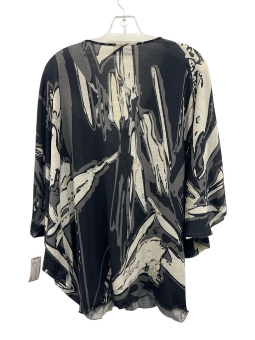 Emilio Pucci Size 8 Black, Gray, White Wool & Polyamide V Neck Short Sleeve Top Black, Gray, White / 8