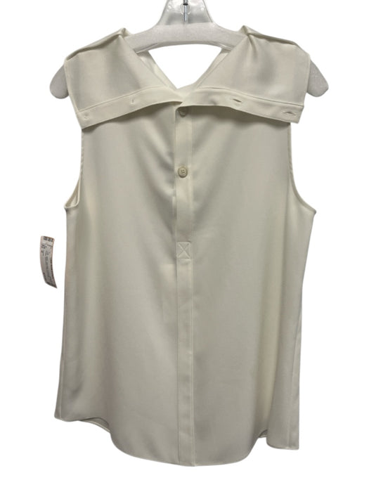 Theory Size M White Triacetate & Polyester Back Button Sleeveless Top White / M
