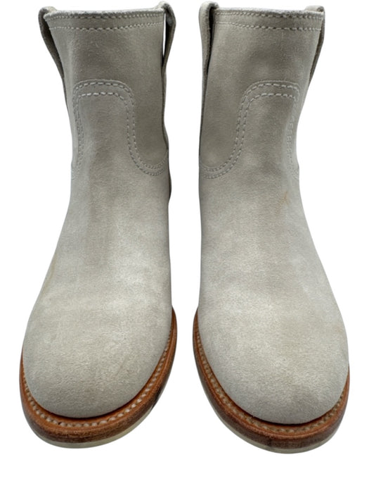 Laurence Dacade Shoe Size 40.5 Gray Beige Leather Stacked Heel Round Toe Booties Gray Beige / 40.5