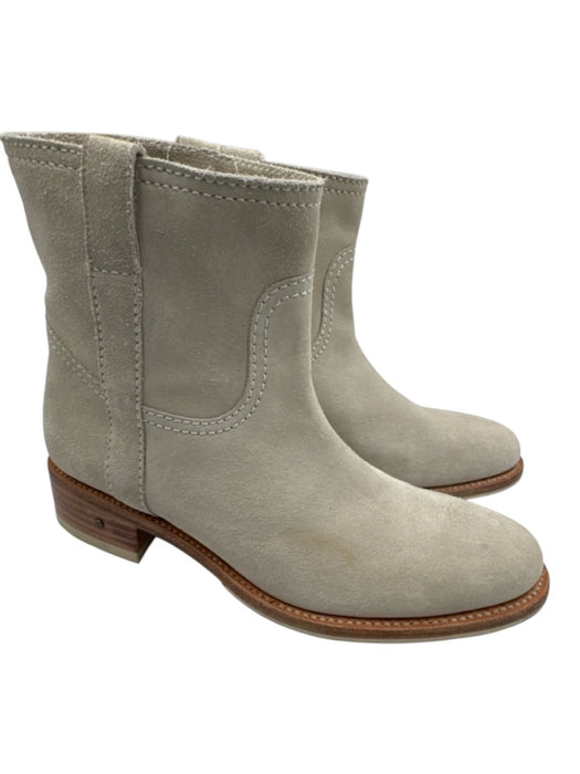 Laurence Dacade Shoe Size 40.5 Gray Beige Leather Stacked Heel Round Toe Booties Gray Beige / 40.5